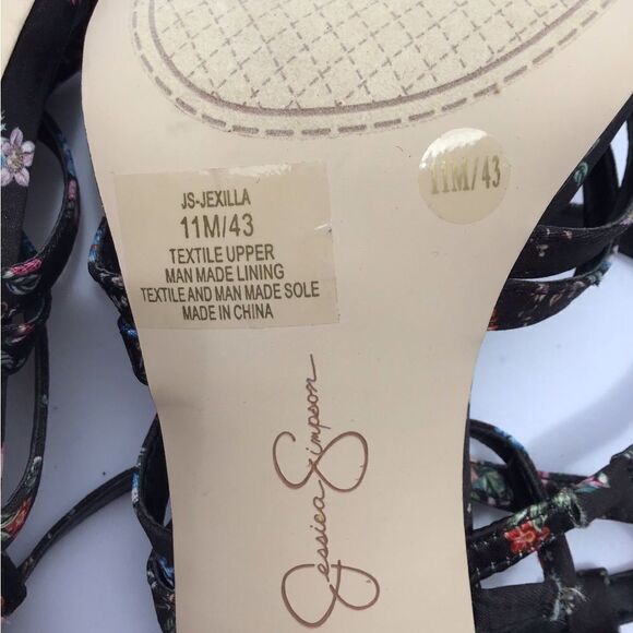 Jessica Simpson Black Jexilla Floral Strappy Wrap Sandal Size 11 (43) - Picture 10 of 10